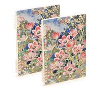 EtherSpher A5 size Golden Chinese Flowers Peach ruled notebook paper 8.3" x 5.7", wear-resistant school supplies for college 60 sheets for working&classroom