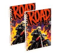 EtherSpher A5 size Graffiti Cool Doodle Motorcycle notebook spiral 8.3" x 5.7", wire-bound subject spiral notebook wide 60 sheets for planner&business 2 pack