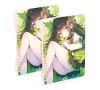 EtherSpher A5 size Green Anime Girl Sexy ruled notebook paper 8.3" x 5.7", wire-bound subject spiral notebook wide 60 sheets for school&office 2 pack