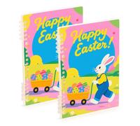 EtherSpher A5 size Happy Easter Colorful Rabbit subject notebooks 8.3" x 5.7", wear-resistant subject college ruled notebook 60 sheets for working&classroom 2 pack