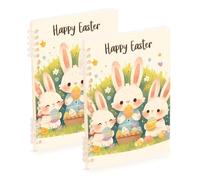 EtherSpher A5 size Happy Easter Cute Bunny White notebook wide 8.3" x 5.7", sturdy single subject spiral notebook 60 sheets for planner&business 2 pack