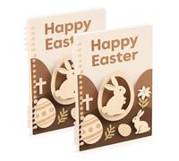EtherSpher A5 size Happy Easter Rabbit Brown college notebook 8.3" x 5.7", wire-bound wide ruled spiral notebook 60 sheets for school&office 2 pack