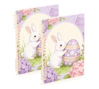 EtherSpher A5 size Happy Easter Rabbit Egg Purple journaling notebooks 8.3" x 5.7", sturdy composition notebook wide ruled 60 sheets for school&office 2 pack