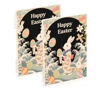 EtherSpher A5 size Happy Easter Rabbit Japanese Style notebook journal 8.3" x 5.7", wear-resistant spiral notebooks wide ruled 60 sheets for working&classroom 2 pack