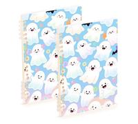 EtherSpher A5 size Happy Halloween ghosts Cute spiral notebook 8.3" x 5.7", hard cover subject college ruled spiral 60 sheets for travel&writing 2 pack