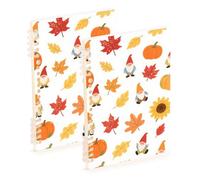 EtherSpher A5 size Hello Fall Autumn Maple Leaf Pumpkin Dwarf notebook wide 8.3" x 5.7", hard cover spiral notebooks wide ruled 60 sheets for working&classroom 2 pack