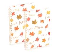 EtherSpher A5 size Hello Fall Autumn Maple Leaf school notebook 8.3" x 5.7", wire-bound wide ruled spiral notebook 60 sheets for planner&business 2 pack