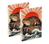 EtherSpher A5 size Japanese Ocean Sea Waves Frog ruled notebook 8.3" x 5.7", wire-bound composition notebook wide ruled 60 sheets for diary&to do list