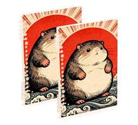 EtherSpher A5 size Japanese Ocean Sea Waves Guinea Pig journal notebook 8.3" x 5.7", wear-resistant college ruled spiral notebook 60 sheets for working&classroom 2 pack