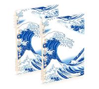 EtherSpher A5 size Japanese Style Waves journal notebook 8.3" x 5.7", wear-resistant subject college ruled notebook 60 sheets for diary&to do list 2 pack