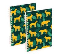 EtherSpher A5 size Jungle Animal Green Yellow subject notebooks 8.3" x 5.7", sturdy subject spiral notebook college 60 sheets for travel&writing 2 pack