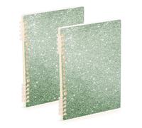 EtherSpher A5 size Light Grey Green Bright Starry Glitter school notebook 8.3" x 5.7", wear-resistant college ruled spiral notebook 60 sheets for school&office 2 pack