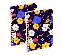 EtherSpher A5 size Lilly Flower Blue Yellow Star notebooks spiral 8.3" x 5.7", wire-bound single subject spiral notebook 60 sheets for diary&to do list