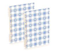 EtherSpher A5 size Lovely Blue Gray Love Plaid notebook journal 8.3" x 5.7", sturdy subject notebooks college ruled 60 sheets for working&classroom 2 pack