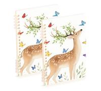 EtherSpher A5 size Lovely Deer Butterfly school notebooks 8.3" x 5.7", hard cover school supplies for college 60 sheets for diary&to do list