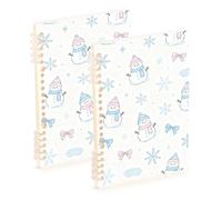 EtherSpher A5 size Merry Christmas Cartoon White Snowman spiral notebook 8.3" x 5.7", hard cover college ruled spiral notebook 60 sheets for diary&to do list 2 pack