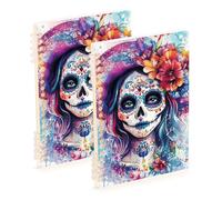 EtherSpher A5 size Mexican Day Of The Dead Beautiful Lady spiral notebook 8.3" x 5.7", wire-bound composition notebook wide ruled 60 sheets for school&office 2 pack