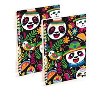 EtherSpher A5 size Mexico Cinco De Mayo Pandas Vivid Color composition notebooks 8.3" x 5.7", sturdy spiral notebooks wide ruled 60 sheets for planner&business 2 pack