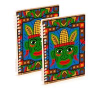 EtherSpher A5 size Mexico Tribe Leader notebook wide ruled 8.3" x 5.7", wire-bound wide ruled spiral notebook 60 sheets for diary&to do list 2 pack
