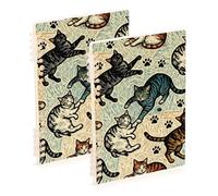 EtherSpher A5 size Naughty Cat Playing Fashion spiral notebook 8.3" x 5.7", wire-bound school supplies for college 60 sheets for school&office 2 pack