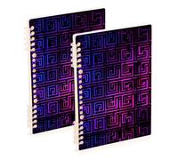 EtherSpher A5 size Neon Greek Key Meander Pink Black notebooks spiral 8.3" x 5.7", wire-bound spiral notebooks wide ruled 60 sheets for planner&business 2 pack