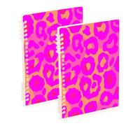 EtherSpher A5 size Neon Sundown Leopard Magenta notebook journal 8.3" x 5.7", wear-resistant subject spiral notebook wide 60 sheets for diary&to do list 2 pack