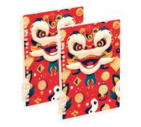 EtherSpher A5 size New Year Chinese Red subject notebooks college 8.3" x 5.7", hard cover composition notebook wide ruled 60 sheets for travel&writing