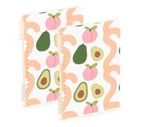 EtherSpher A5 size Peach Avocado Fruits notebook wide ruled 8.3" x 5.7", wire-bound subject notebooks college ruled 60 sheets for planner&business