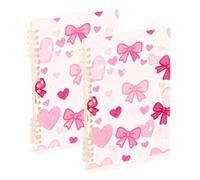 EtherSpher A5 size Peach Bow and Heart Shaped composition notebooks 8.3" x 5.7", sturdy subject notebooks college ruled 60 sheets for working&classroom 2 pack