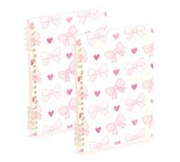 EtherSpher A5 size Pink Bow and Heart Shaped subject notebook 8.3" x 5.7", wire-bound subject college ruled spiral 60 sheets for planner&business