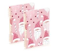 EtherSpher A5 size Pink Cute Santa Candy notebooks wide 8.3" x 5.7", wire-bound single subject spiral notebook 60 sheets for school&office 2 pack