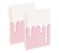 EtherSpher A5 size Pink Ice Cream Plaid Checked spiral notebooks college 8.3" x 5.7", wire-bound spiral notebooks wide ruled 60 sheets for working&classroom 2 pack