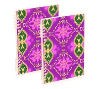 EtherSpher A5 size Purple Green Mystery Boho college notebooks 8.3" x 5.7", wire-bound spiral notebooks wide ruled 60 sheets for planner&business 2 pack