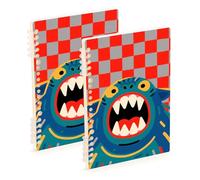 EtherSpher A5 size Red and Gray Checkered monsters spiral notebooks college 8.3" x 5.7", sturdy spiral notebooks wide ruled 60 sheets for planner&business 2 pack