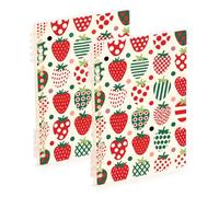 EtherSpher A5 size Red and Green Polka Dot Strawberries college notebooks 8.3" x 5.7", hard cover subject notebooks college ruled 60 sheets for travel&writing 2 pack