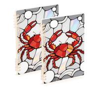 EtherSpher A5 size Red Crab Grey Glass spiral notebooks college 8.3" x 5.7", sturdy college ruled spiral notebook 60 sheets for diary&to do list 2 pack