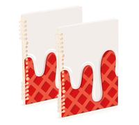 EtherSpher A5 size Red Ice Cream Plaid Checked spiral notebooks college 8.3" x 5.7", wire-bound college ruled spiral notebook 60 sheets for diary&to do list 2 pack