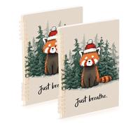 EtherSpher A5 size Red Panda Just Breathe Christmas notebook college 8.3" x 5.7", hard cover subject notebooks college ruled 60 sheets for diary&to do list