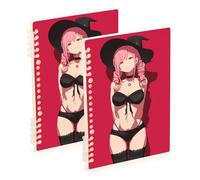 EtherSpher A5 size Red Sexy Anime Witch lined notebook 8.3" x 5.7", wear-resistant subject notebooks college ruled 60 sheets for working&classroom 2 pack