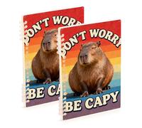 EtherSpher A5 size Retro Don't Worry Be Capy spiral notebooks college 8.3" x 5.7", wear-resistant composition notebook wide ruled 60 sheets for diary&to do list 2 pack