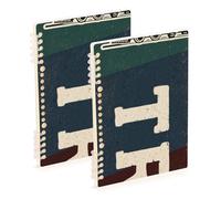 EtherSpher A5 size Retro Vintage Train Stripe ruled notebook paper 8.3" x 5.7", hard cover composition notebook wide ruled 60 sheets for school&office 2 pack