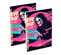 EtherSpher A5 size Save Your Soul Skeleton school notebooks 8.3" x 5.7", sturdy school supplies for college 60 sheets for school&office 2 pack