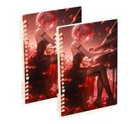 EtherSpher A5 size Sexy Anime Girl spiral notebooks college 8.3" x 5.7", wire-bound subject notebooks college ruled 60 sheets for travel&writing 2 pack