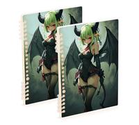 EtherSpher A5 size Sexy Devil Anime Girl notebooks college 8.3" x 5.7", wire-bound subject notebooks college ruled 60 sheets for school&office 2 pack