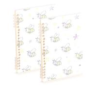 EtherSpher A5 size Soft Purple Busy Bees notebook wide ruled 8.3" x 5.7", sturdy subject college ruled spiral 60 sheets for planner&business