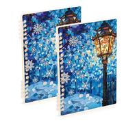 EtherSpher A5 size Stained Glass Streetlamo Snowflakes school notebooks 8.3" x 5.7", wear-resistant subject college ruled notebook 60 sheets for school&office