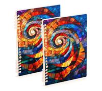EtherSpher A5 size Stained Glass Swirl journaling notebooks 8.3" x 5.7", hard cover college ruled spiral notebook 60 sheets for school&office 2 pack