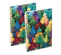 EtherSpher A5 size Stained Glass Trees lined notebook 8.3" x 5.7", wear-resistant single subject spiral notebook 60 sheets for school&office