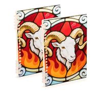 EtherSpher A5 size Stainless Glass Goat spiral notebook 8.3" x 5.7", hard cover subject college ruled notebook 60 sheets for travel&writing