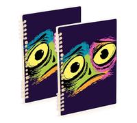 EtherSpher A5 size Style monsters Eye notebook wide 8.3" x 5.7", hard cover college ruled spiral notebook 60 sheets for diary&to do list 2 pack
